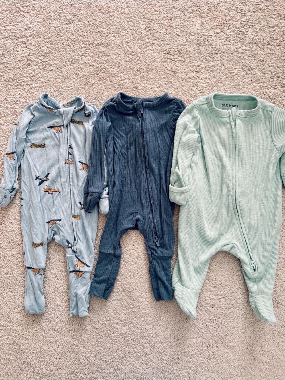 Bundle Set of 3 Double Zipper Onesies